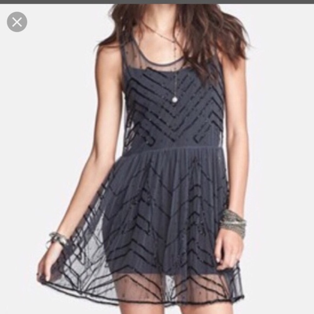 Free People | Dresses | Free People Sheer Beaded Tank Dress